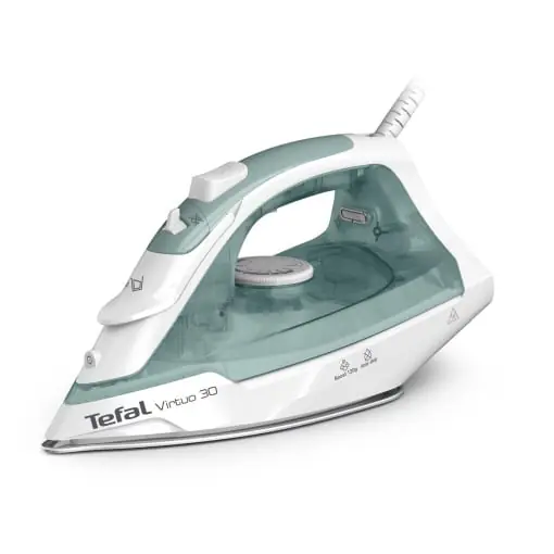 Fier de calcat cu abur Tefal Virtuo 30, 2000 W, 27 g/min. Debit de abur, 120 g/min. Explozie de abur, 30 sec. Timp de incalzire, Abur vertical, Oprire picurare, Varf de precizie pentru etrier, Eucalipt, FV2C42E0 Reducere specială