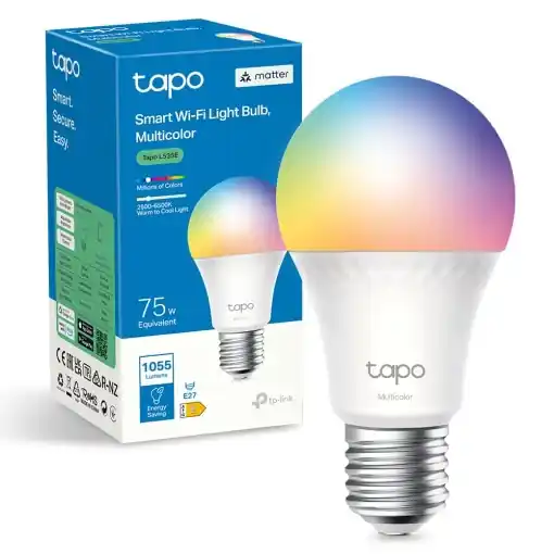 Ofertă specială Lampa Alexa Tapo TP-Link L535E E27, certificata mata, 1055 lumeni, bec Wi-Fi inteligent reglabil multicolor, compatibil cu Alexa, Siri sau Google Assistant, programare si cronometru