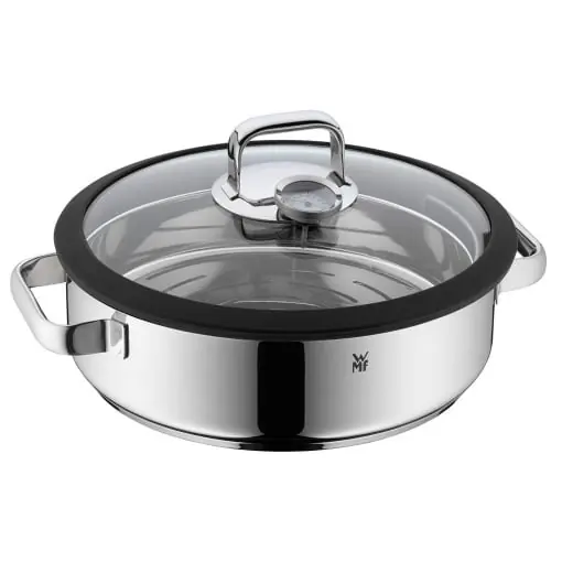 Preferatul clienților WMF Vitalis Aroma Steamer 28 cm, Oala cu aburi, Prajitor rotund 5.0l, Oala cu aburi, Capac din sticla cu margine din silicon, Termometru de gatit, Tava de gatit, Cromargan din otel inoxidabil neacoperit, rezistent la cuptor