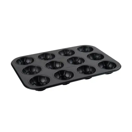 Discount Matrita de briose de fotbal Zenker pentru 12 briose - Tava de briose de copt fotbal de inalta calitate, 380 x 265 x 38 mm, ideala pentru petreceri si evenimente de fotbal, neagra