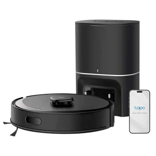 Aspirator robot Tapo RV30 Max Plus cu functie de stergere si statie de aspiratie automata, aspiratie ultra puternica de 5300Pa, navigatie duala LiDAR + IMU, control vocal Alexa si Google Assistant, APP Reducere extra