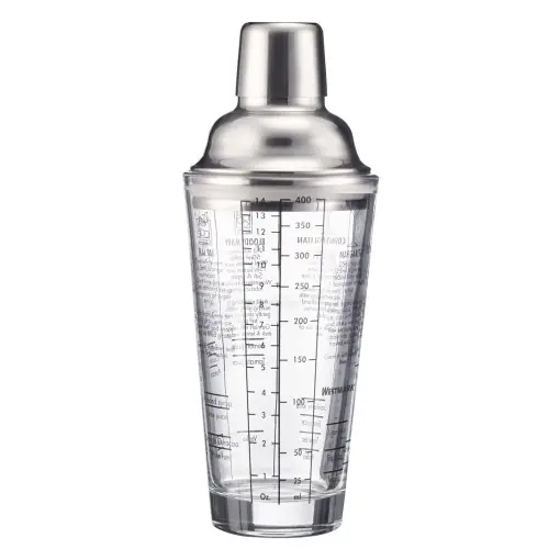 Westmark Cocktail Shaker Sam - shaker cu cantar si sita, mixer profesional de cocktailuri, accesorii de bar, incl. retete pentru amestecarea margaritei si multe altele - otel inoxidabil, sticla, 400 ml Mai ieftin