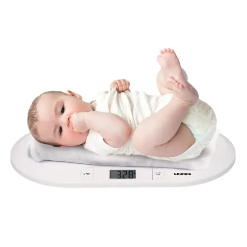 Cantar digital pentru bebelusi Grundig - Cantar max. 20 kg - Cantar de baie cu afisaj LED - Cantar pentru bebelusi cu functie de tara si afisaj - Incl. baterii - Alb Promoție