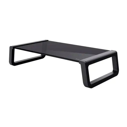 Stand Monitor Trust Monta 41 x 22 x 10 cm, Suport Ecran din Sticla Securizata, Suport Monitor Birou, Suport Monitor pentru Laptop, Ecrane, Computer, Notebook, Mac, PC, Office - Negru Preferatul clienților