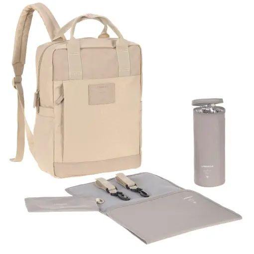 LASSIG Rucsac pentru scutece pentru bebelusi Rucsac pentru scutece Rucsac cu covoras de schimbat, atasament pentru carucior, cusca pentru sticle produs in mod durabil/GRE Vividal Rucsac humus Cel mai vândut