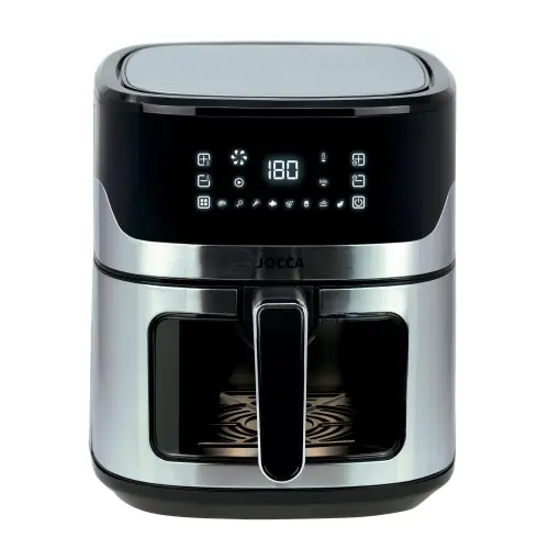 JOCCA - Friteuza cu aer 6.5L | Friteuza fara ulei 1600W| Friteuza cu aer | Friteuza cu aer | Temperatura reglabila| Gatit sanatos | Ecran tactil LED| Economisirea energiei (argintiu) Calitate înaltă