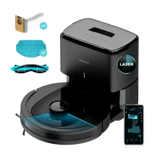 Cel mai bun preț Aspirator robot Cecotec Conga 7490 Ultimate Home X-Treme, 4000 Pa. 120 de minute de viata a bateriei, navigatie laser si statie de golire automata, curatare 4 in 1, perie multifunctionala, aplicatie.