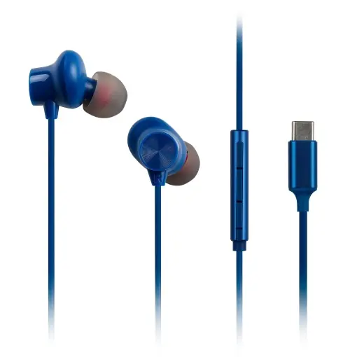 Premium Casti USB-C Panasonic RP-TCM225DEA, casti intraauriculare, casti cu fir cu microfon si control incorporate, bas puternic, potrivire reglabila, cablu de 1,2 m, albastru