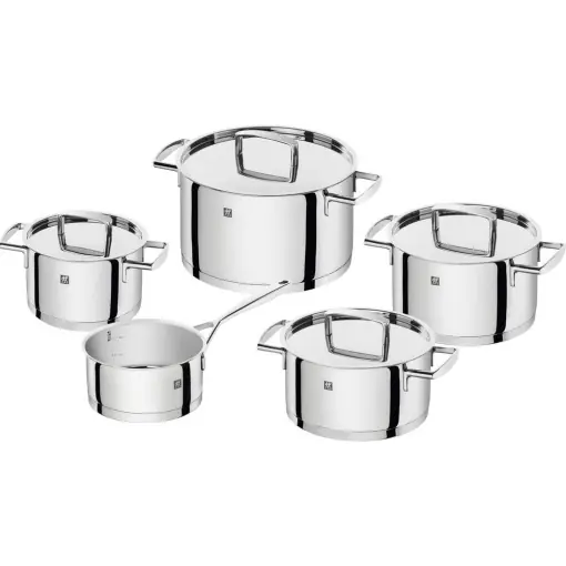 ZWILLING Passion Set oale de gatit, 5 bucati, cu capac, potrivite pentru inductie, neacoperite, otel inoxidabil, foarte lustruit, argintiu Ultima șansă