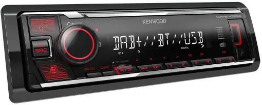 Lichidare de stoc Kenwood KMM-BT408DAB - Radio auto USB cu sistem hands-free DAB+ si Bluetooth (procesor de sunet, USB, AUX, 1 x pre-out 2,5 V, 4 x 50 wati, iluminare cu tasta rosie, incl. antena DAB+)