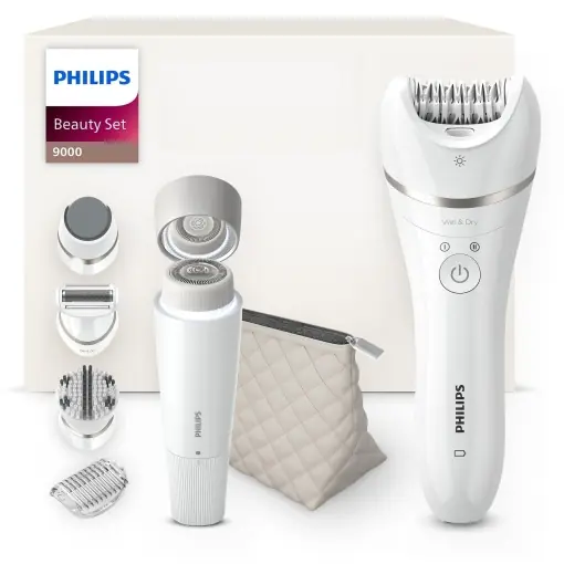 Retur gratuit Set Philips Beauty Series 9000 BRE77092 Epilator multifunctional fara fir pentru utilizare uscata si umeda cu 6 accesorii