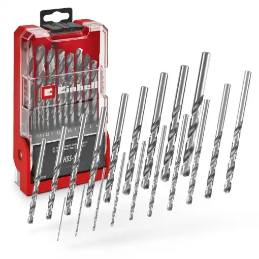 Popular Set burghie metal Einhell 19 piese HSS-G otel HSS 4241 varf 135deg cu caseta de depozitare