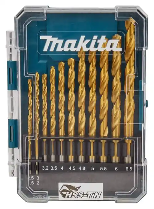 Set burghie Makita D-72855 HSS Tin 13 piese acoperire anti-frictiune Livrare expres