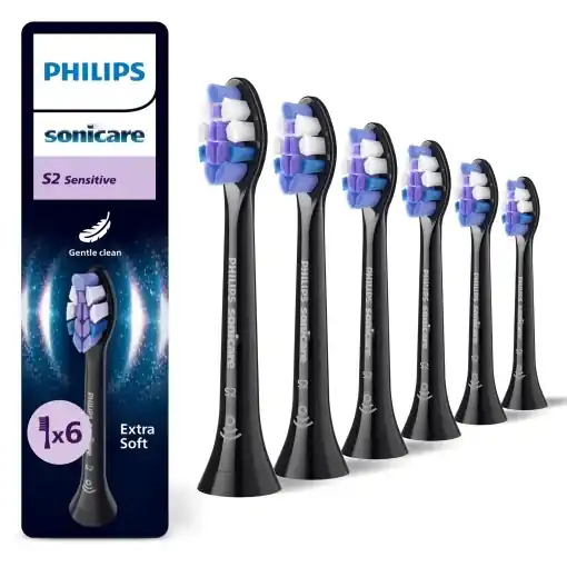 Premium Capete de periuta Philips Sonicare S2 Sensitive HX605688 Ultra-Moi Negru Set 6 bucati