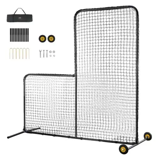 Reducere Plasa de protectie VEVOR XH-SH-7X7-L pentru baseball si softball 213x213 cm cu roti si husa