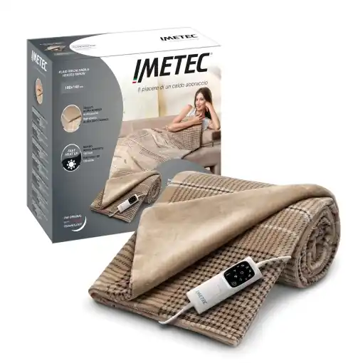 Patura electrica Imetec Adapto Elegance 180x140 cm 6 trepte de temperatura material catifelat lavabila Premium