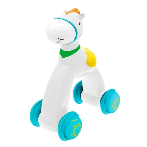 Chicco PushGo Horse Jucarie pentru Copii 12-36 Luni Design Colorat si Roti Gumatate Cumpărături sigure