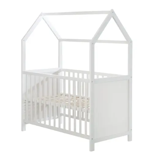 Ofertă limitată Pat pentru copii Roba Hausbett 60x120 cm alb reglabil pe inaltime transformabil