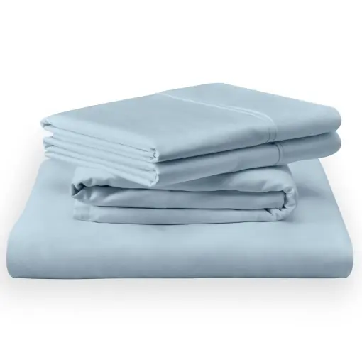 Cel mai bun preț Set cearsafuri Tempur Sleepy Blue King Size din bumbac cu elastic