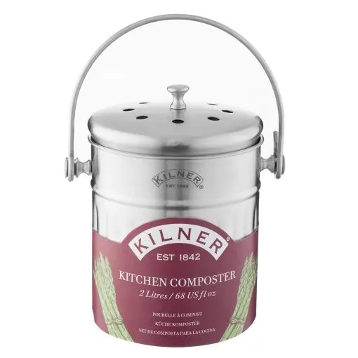 Ofertă Kilner Komposter bucatarie 2 litri otel inoxidabil cu filtru de carbon