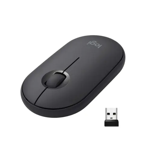 Mouse wireless Logitech M350 Pebble Graphite Bluetooth si USB autonomie 18 luni Retur ușor
