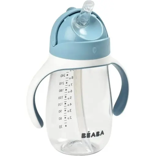 Cel mai vândut Beaba Trinklernbecher 2 in 1 Canuta cu Pai 300 ml Blue Manere Detasabile 100 Antiscurgere