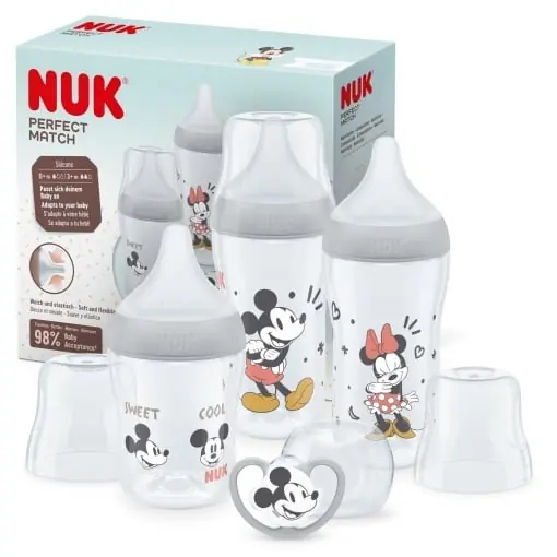 Set biberoane NUK Perfect Match Disney Mickey Mouse BPA-free Anti-Colic 4 piese Livrare gratuită