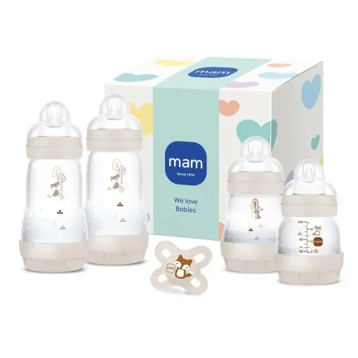 Vezi acum Set biberoane MAM Easy Start Anti-Colic 0 luni 4 biberoane 1 suzeta culoare bej