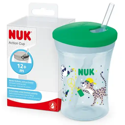 NUK Action Cup 230ml Verde Leopard Pahar Copii 12 luni Antiscurgere BPA-Free Doar azi