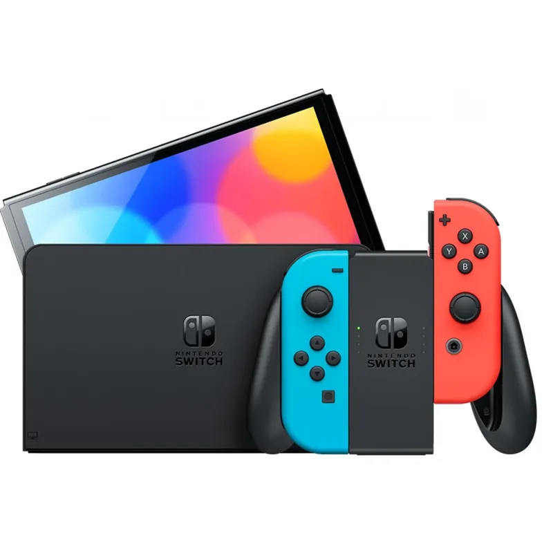NINTENDO Switch (OLED modell) neon roșu-albastru Disponibil imediat