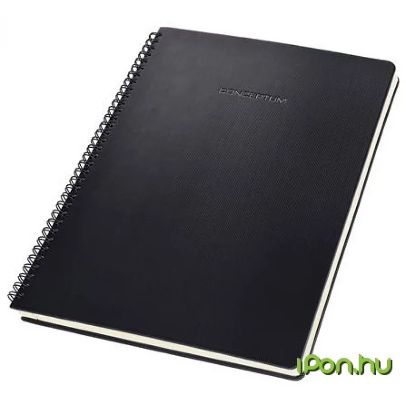 Plată securizată SIGEL Caiet cu spirale exclusiv A4 cu pătrăţele 80 lap Hardcover Conceptum negru