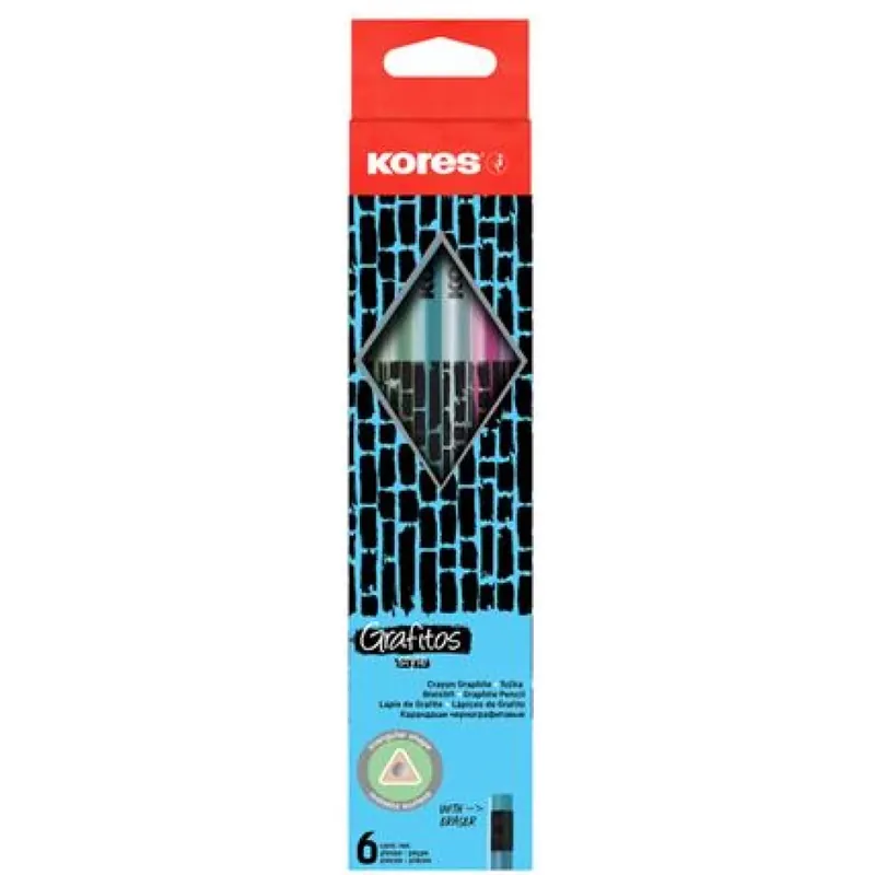 KORES Style Cracked grafitceruza radieră HB triunghiular mixt metal colorate Ofertă specială