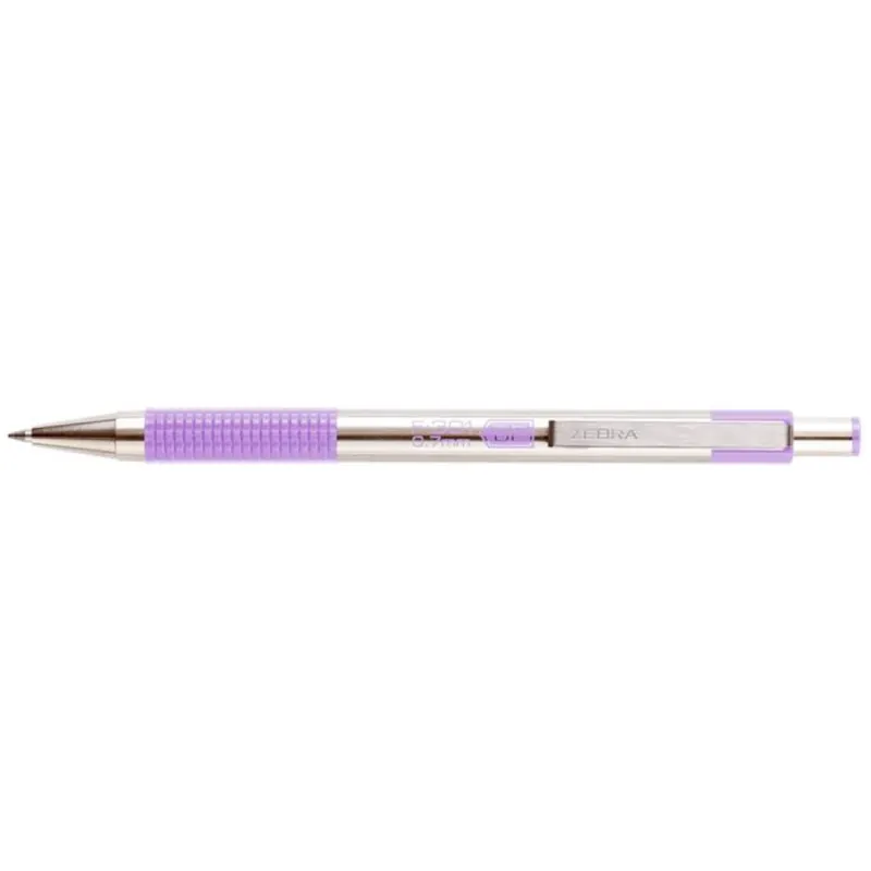 Retur ușor ZEBRA F-301 pix 024 mm apasa butonul inoxidabil oţel pasztell-lila tolltest albastru
