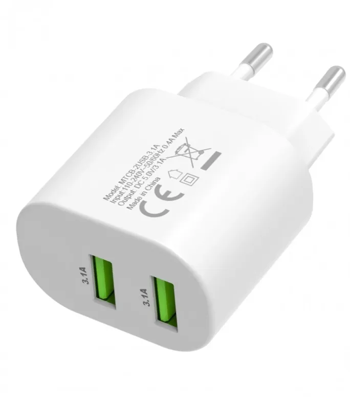 Calitate înaltă CELLECT de rețea încărcător adapter 2 USB cu conexiune 3.1A 10W alb