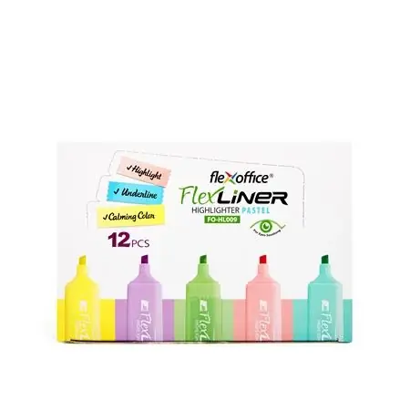 FLEXOFFICE Flexliner Marcator set 1-5 mm 5 pastel culoare Mai ieftin