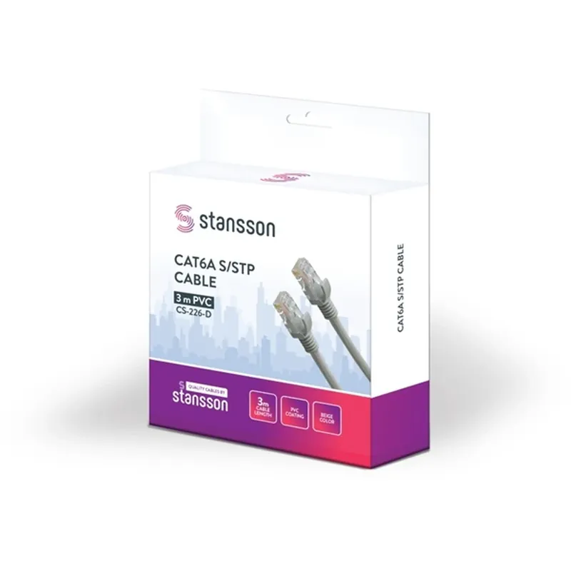 STANSSON UTP CAT6A Conector Bej 3m CS-226-D Transport gratuit