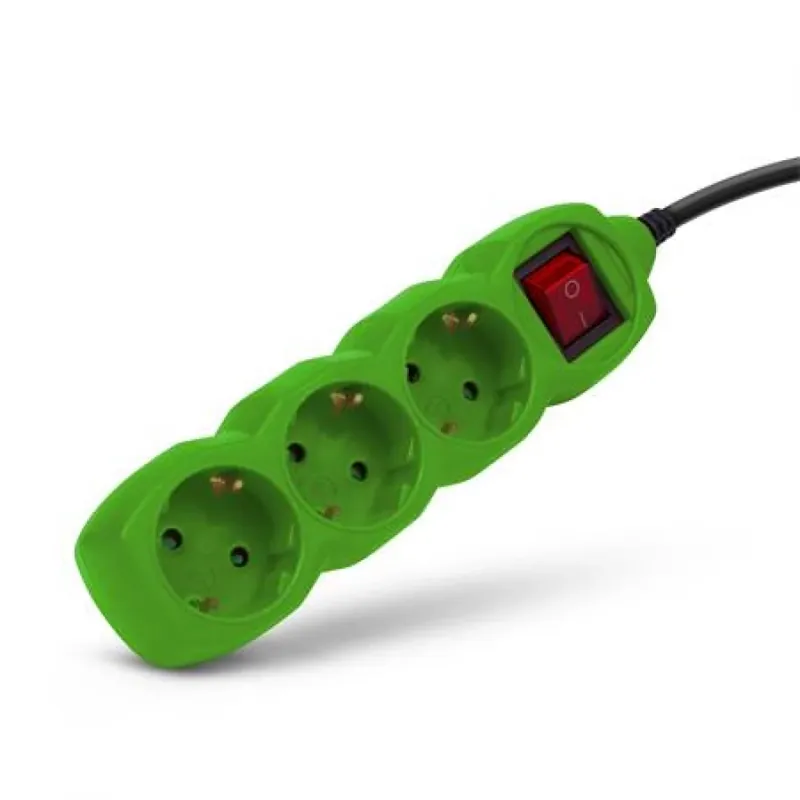 ENTAC ESEG3-1.5-SW-G Splitter 3 priză 1.5m verde cu comutator Noutate