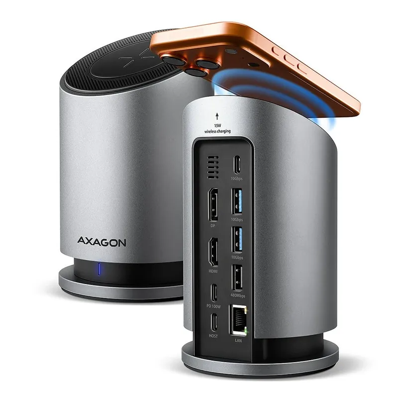 AXAGON HMC-WL9 USB-C 10Gbps Wireless Charging 9in1 hub Ofertă limitată