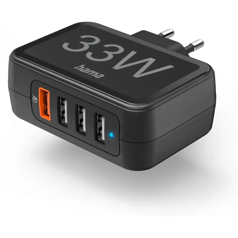 HAMA de rețea încărcător 1xQC3.0 - 3xUSB - PD/QC - 4 Port - 33W negru Ofertă de sezon