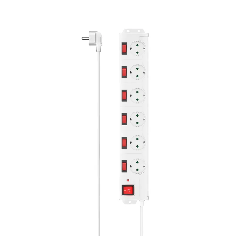 HAMA 223159 Splitter 6 priză 1.4m alb cu comutator 90° Preț redus