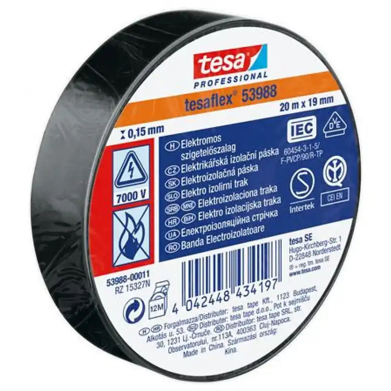 TESA bandă izolatoare 19 mm x 20 m "Professional" negru Livrare gratuită