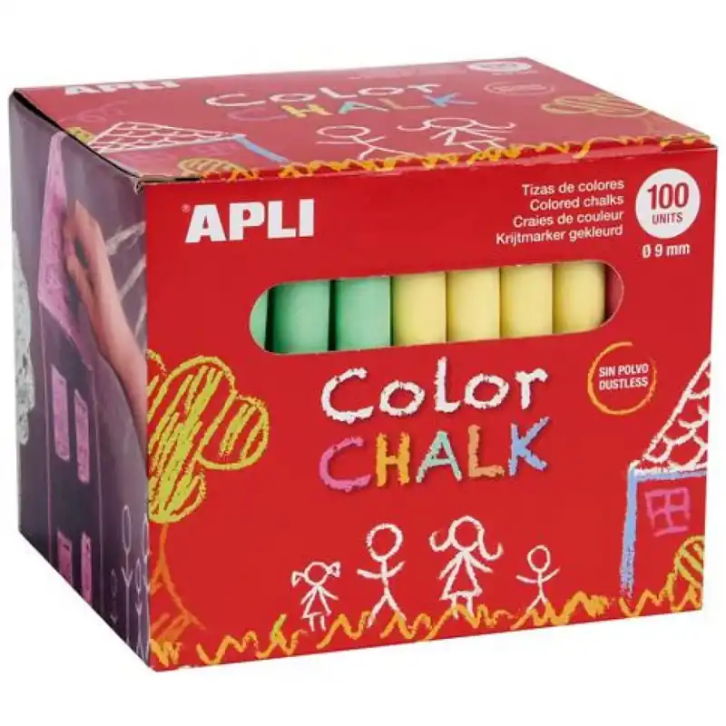 Noutate APLI Cretă pentru tablă rotund 100 bucăţi mixt colorate