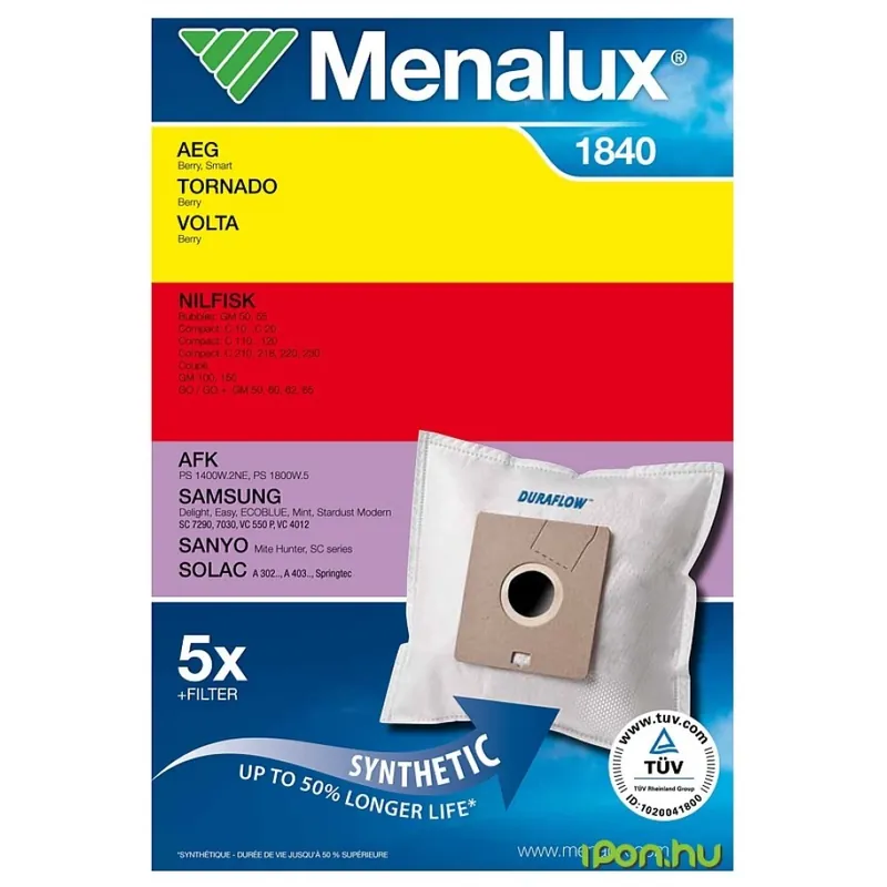 Disponibil imediat MENALUX 1840 5 buc sintetic sac praf + 1 microfilter