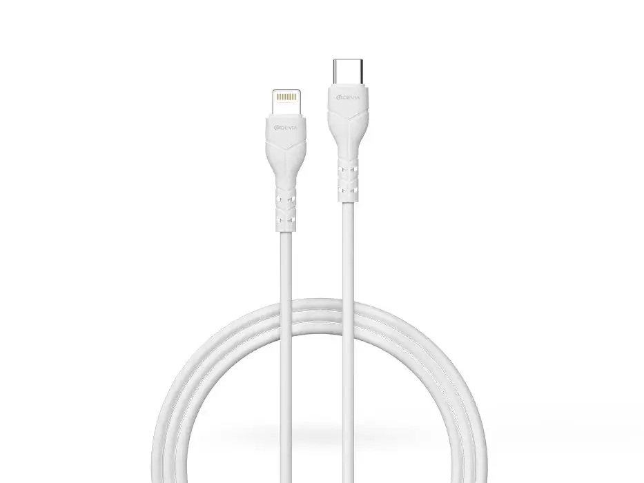 Livrare gratuită DEVIA USB 2.0 Type C Lightning Încărcător/date Alb 1m ST394591