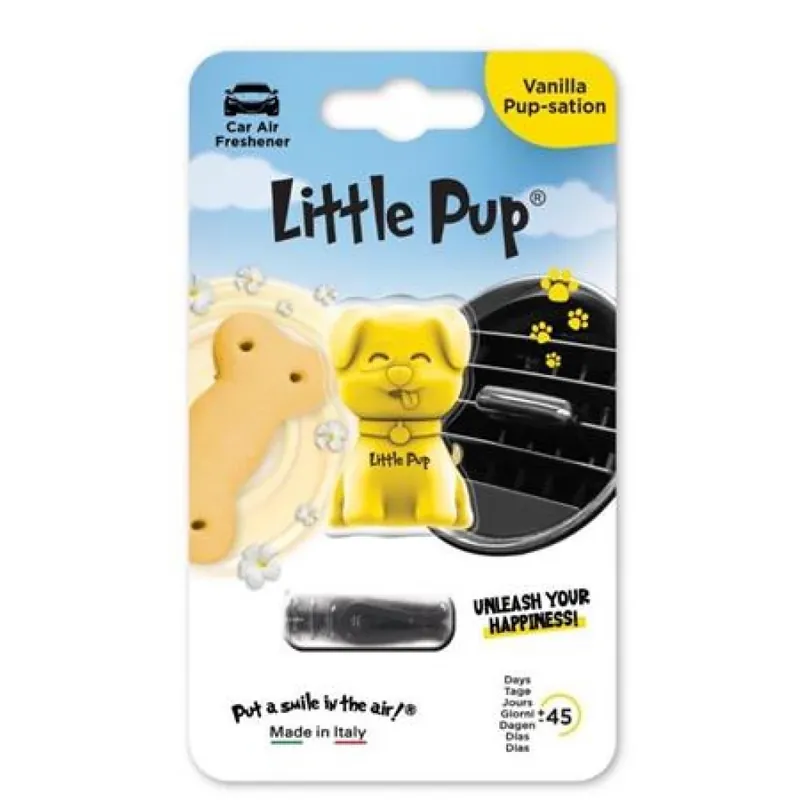 Cumpărături sigure LITTLE PUP Odorizant auto în orificiul de aerisire Vanilla Pup-sation galben