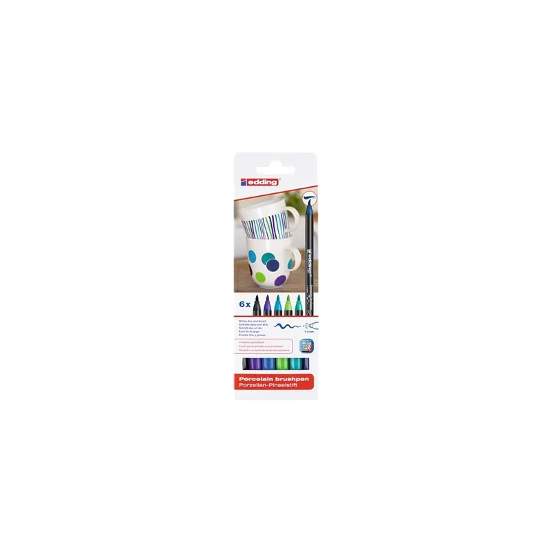 Preferatul clienților EDDING 4200 Cool color Ecsetirón set porcelánra 6 diferit culoare