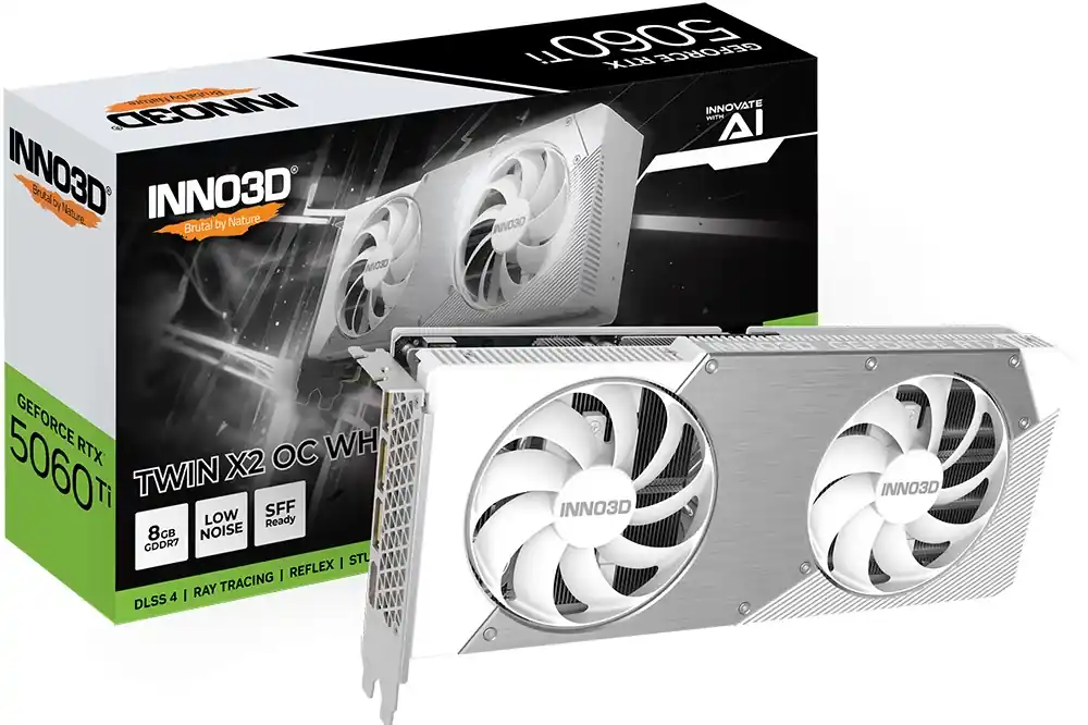 Cumpără online INNO3D N506T2-08D7X-193075W TWIN X2 OC White GeForce RTX 5060 Ti 8GB GDDR7 DLSS4