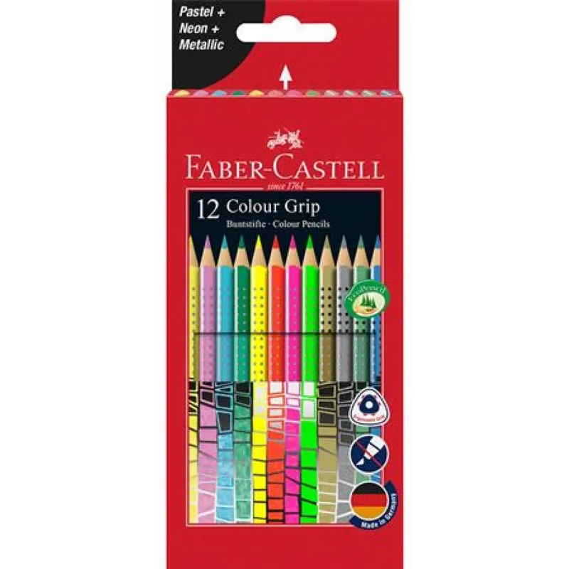 FABER-CASTELL Color creion set triunghiular Colour Grip 12 diferit culoare Cumpărături sigure