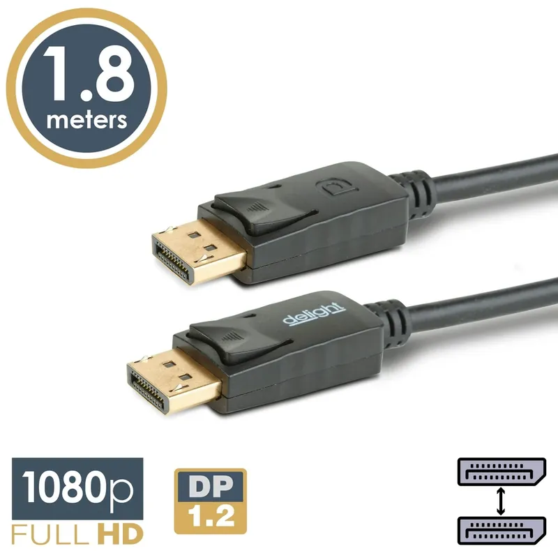 Cel mai vândut DELIGHT DisplayPort 1.2/1.2a Conector Negru 1.8m 20333A