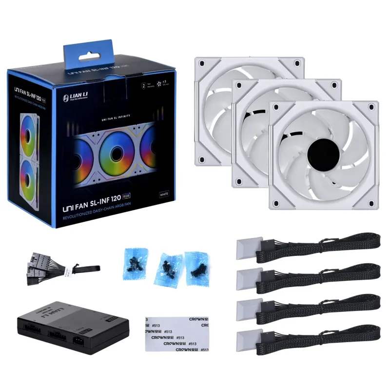 Noutate LIAN LI UNI FAN SL-INF 120mm alb 3 bucăţi set control